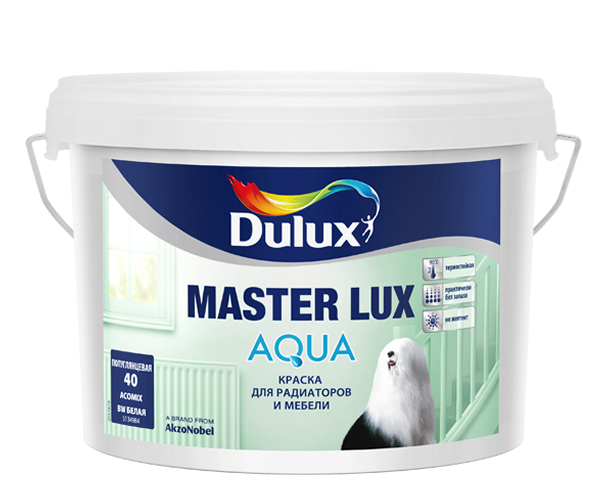 Dulux Master Lux Aqua 40 BW 1 л, Эмаль акриловая для радиаторов и мебели (полуглянцевая)