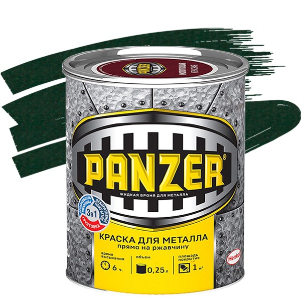 Купить Краска для металла Panzer молотковая зеленая 0,25 л