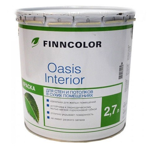 Купить Краска для стен и потолков Tikkurila Finncolor Oasis Interior база А глубокоматовая 2,7 л
