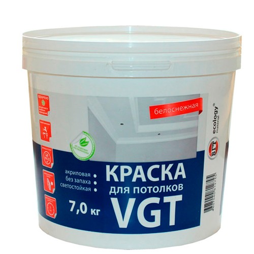 Купить Краска для потолков VGT ВД-АК-2180 белоснежная 7 кг