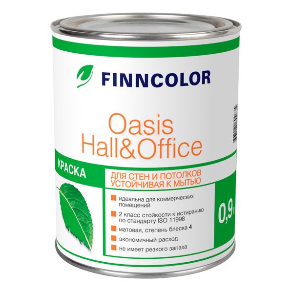Купить Краска для стен и потолков Tikkurila Finncolor Oasis Hall&Office основа С 0,9 л