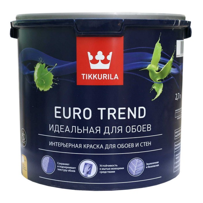 Купить Краска для обоев и стен Tikkurila Euro Trend основа С 2,7 л