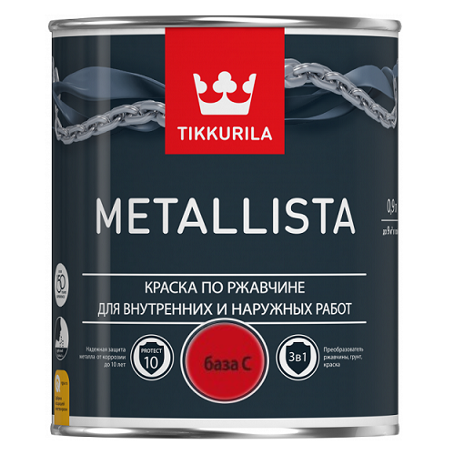 Купить Краска по ржавчине Tikkurila Metallista база C 0,9 л