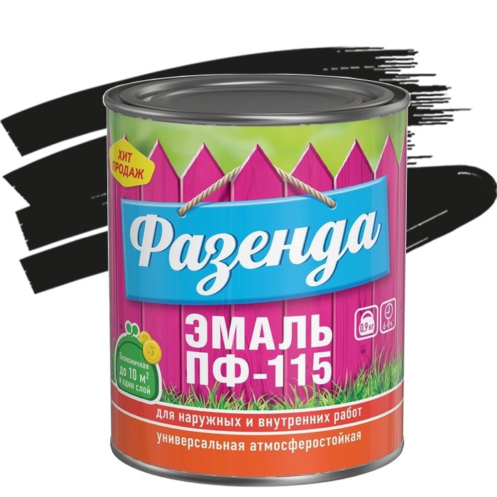 Купить Эмаль Ленинградские краски ПФ-115 Фазенда черная 0,9 кг