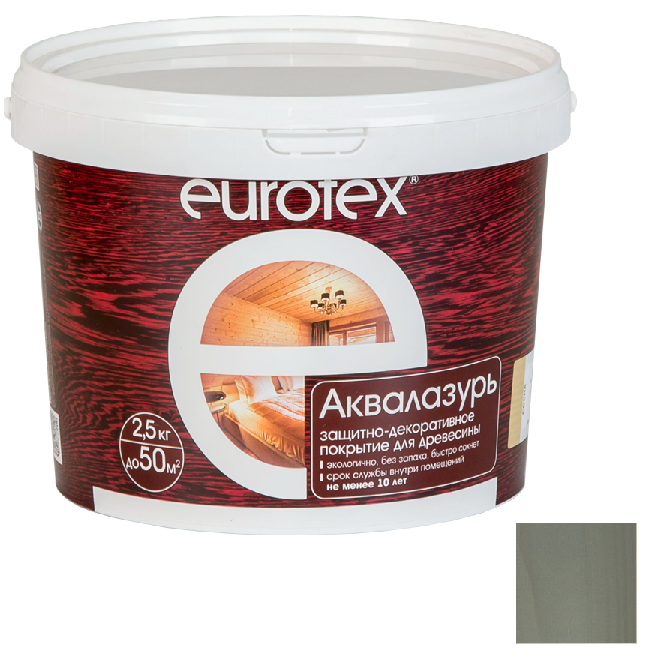 Купить Лак-антисептик акриловый Eurotex Аквалазурь утренний туман 2,5 кг