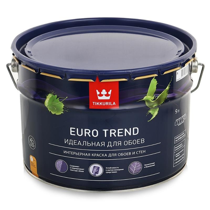 Купить Краска для обоев и стен Tikkurila Euro Trend основа А 9 л