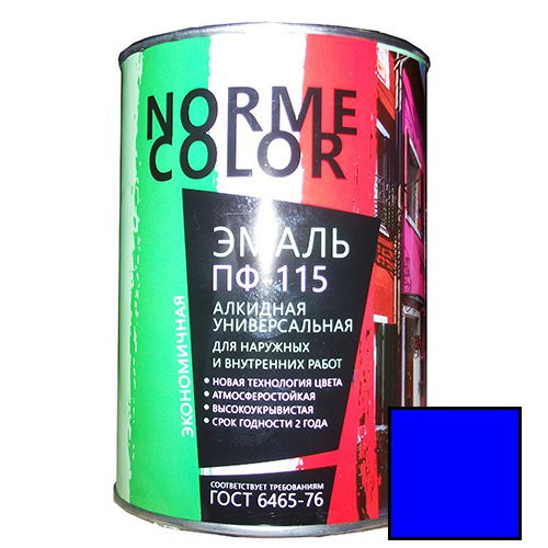 Купить Эмаль ПФ-115 "NORME COLOR", синяя, 0,9кг/ ГОСТ 6465-76
