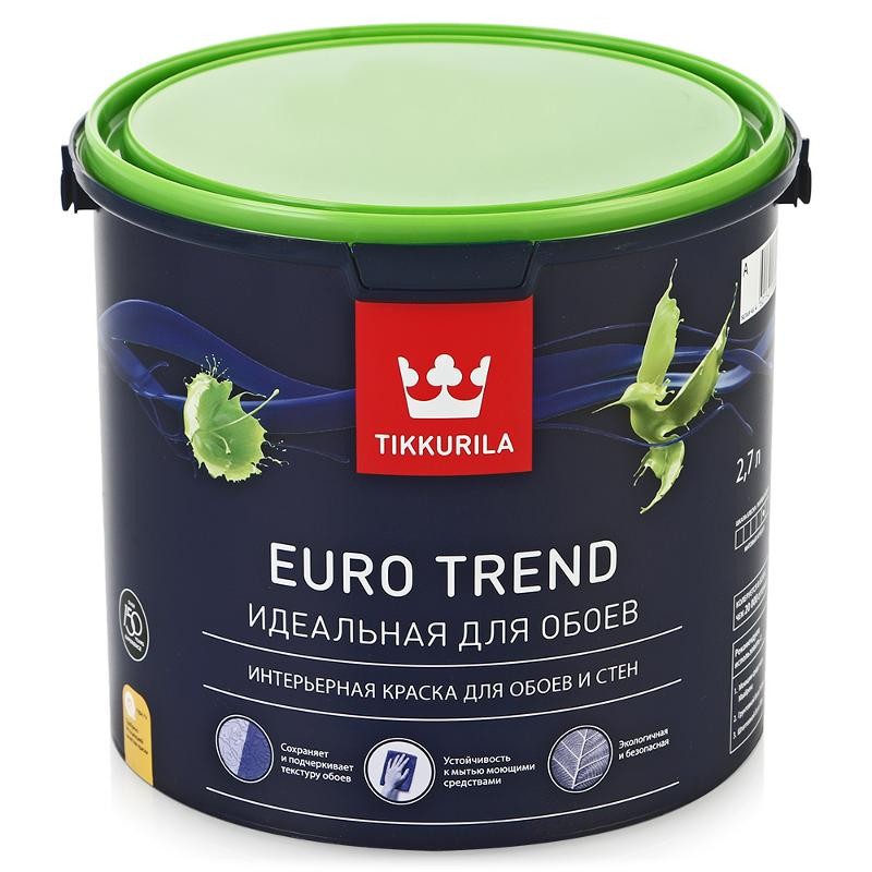 Купить Краска для обоев и стен Tikkurila Euro Trend основа А 2,7 л