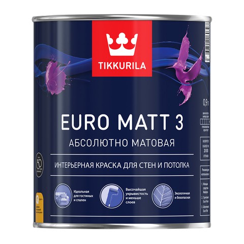 Купить Краска латексная Tikkurila Euro Matt-3 основа C 0,9 л