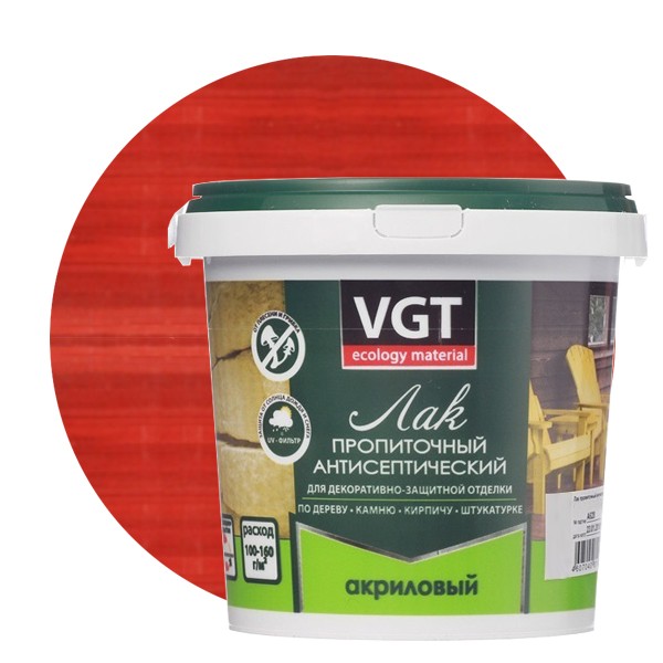 

Лак пропиточный с антисептиком VGT вишня 0,9 кг, Красный