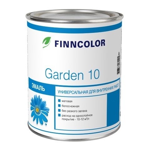 

Эмаль алкидная Finncolor Garden 10 матовая база A 2,7 л, Белый