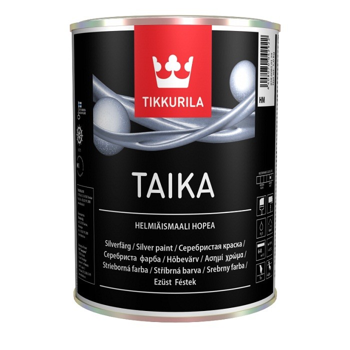Купить Краска перламутровая Tikkurila Taika полуглянцевая база HM серебро 0,9 л