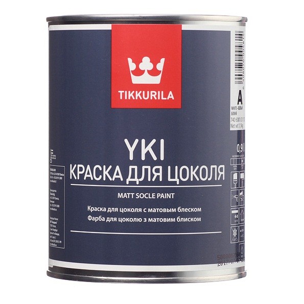 Купить Краска Tikkurila Yki для цоколя матовая база А 0,9 л