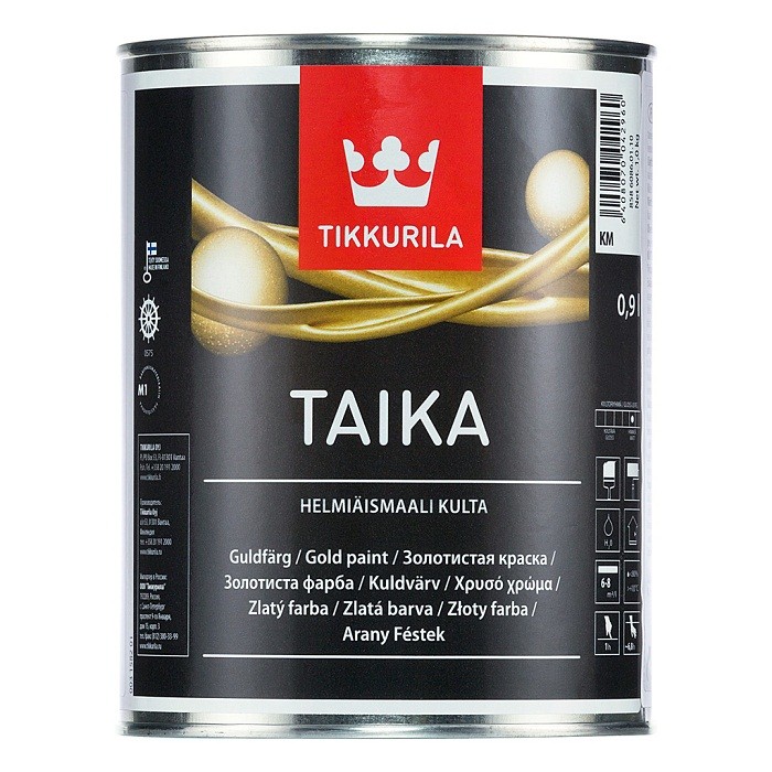 Купить Краска перламутровая Tikkurila Taika полуглянцевая база КМ золото 0,9 л