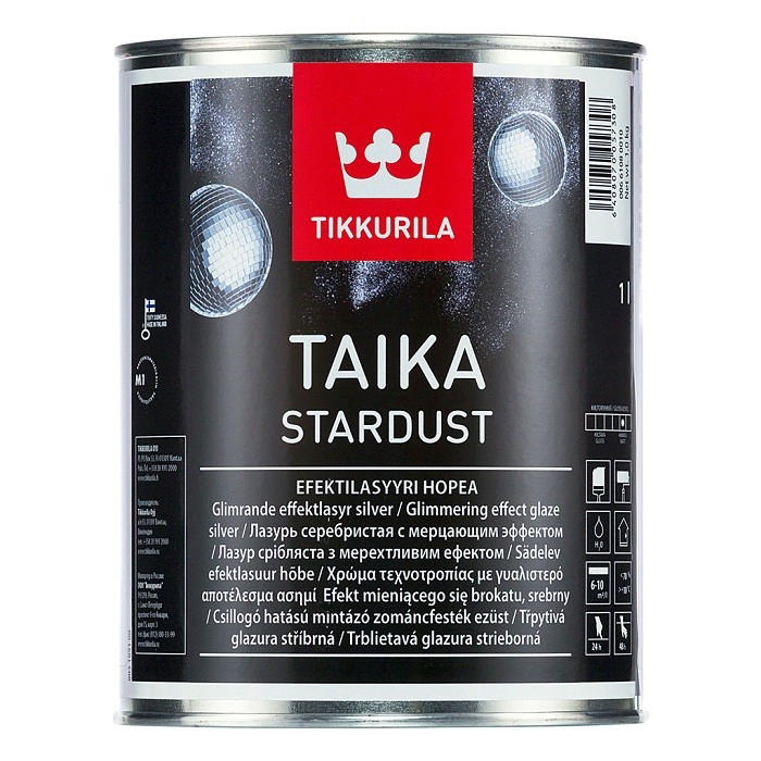 Купить Лазурь Tikkurila Taika Stardust глубокоматовая мерцающая серебристая 1 л