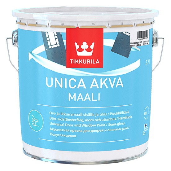 Купить Краска для  окон и дверей Tikkurila Unica Akva Maali основа А 2,7 л