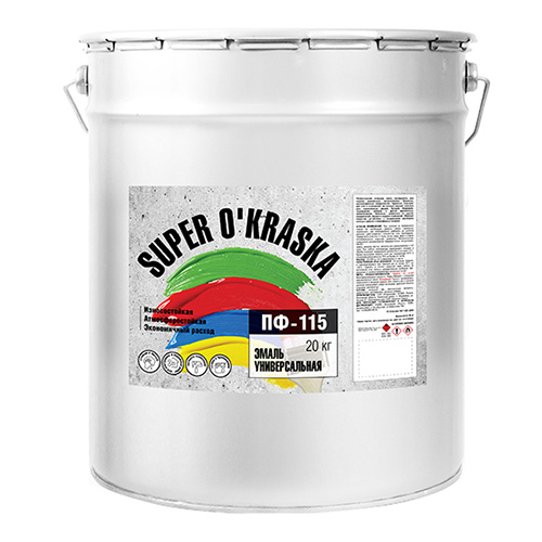 

Super O'kraska ПФ-115 20 кг, Эмаль алкидная универсальная (черная, Черный