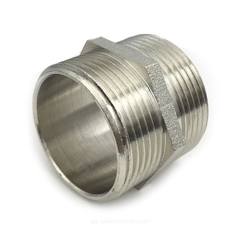 

Ниппель латунный никелированный ДУ 32 1х1/4" НР