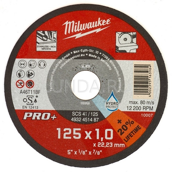 Milwaukee Pro+ 125 мм Отрезной круг по металлу, 1 мм