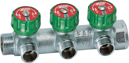 

Коллектор латунный регулирующий Far 3/4"х1/2" 3 выхода плоское уплотнение