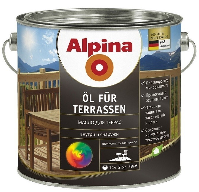 Масло Alpina шелковисто-глянцевое бесцветный 2.5 л