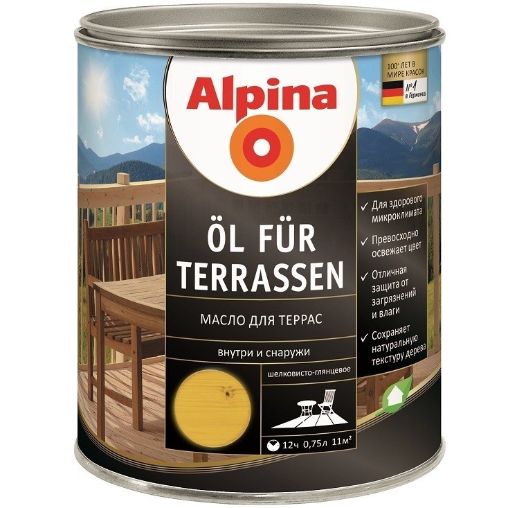 Масло Alpina шелковисто-глянцевое темно-коричневый 0.75 л