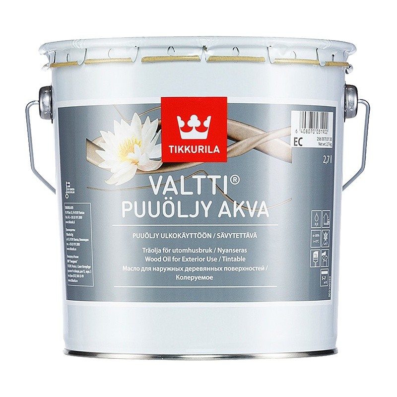 Купить Масло Tikkurila Valtti Puuoljy Akva бесцветный 2.7 л
