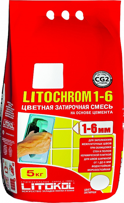 

Litokol Litochrom 1-6 C.90, 5 кг, Затирка для узких швов красно-коричневая, Красно-коричневый