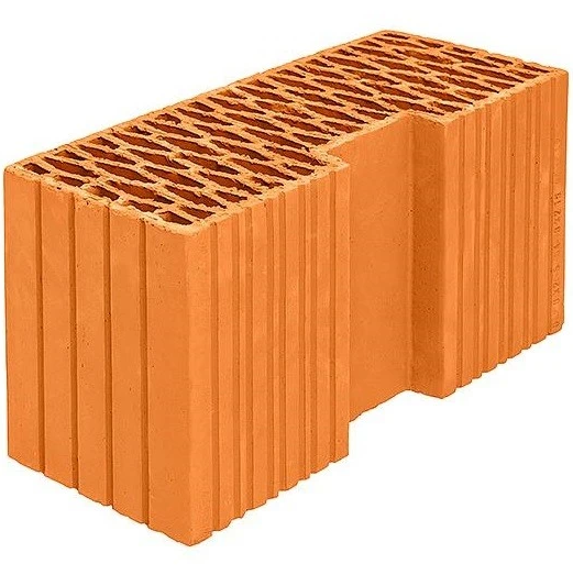 Блок керамический доборный M100 Wienerberger Porotherm 44R угловой оранжевый 440х185х219 мм