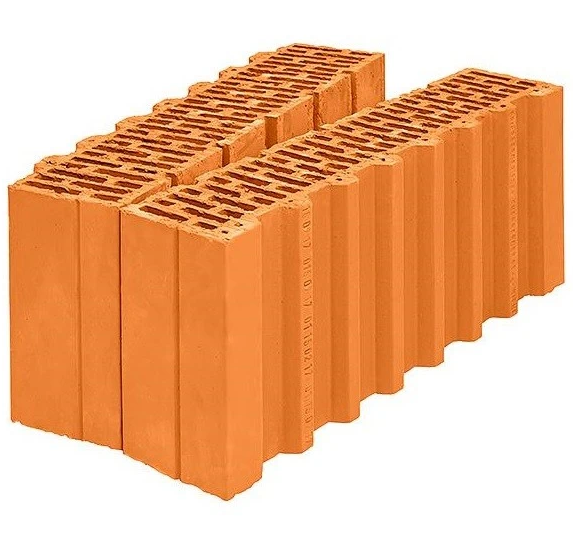 Блок керамический доборный M100 Wienerberger Porotherm 51 1/2 оранжевый 510х250х219 мм