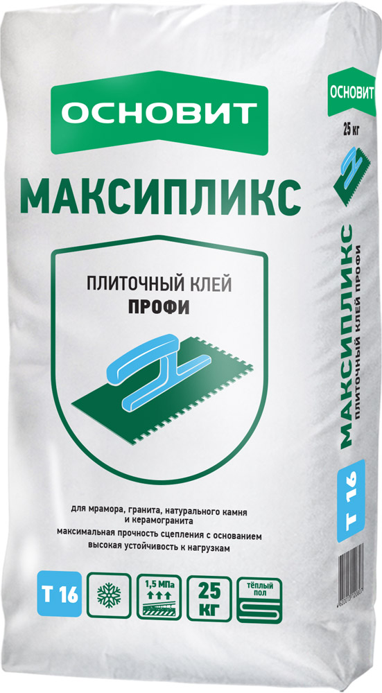

Основит Максипликс АС16, 25 кг, Клей для плитки, Серый