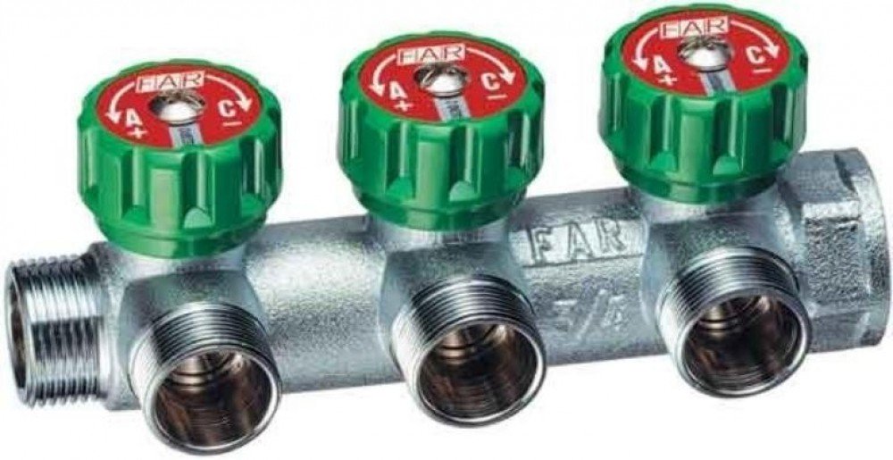 

Коллектор проходной Far с 3 отводами 1″х1/2″