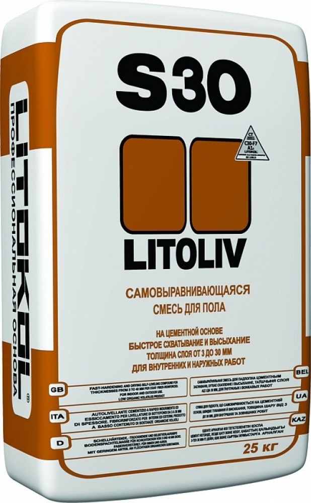 Litokol Litoliv S30 25 кг, ровнитель для пола самовыравнивающися