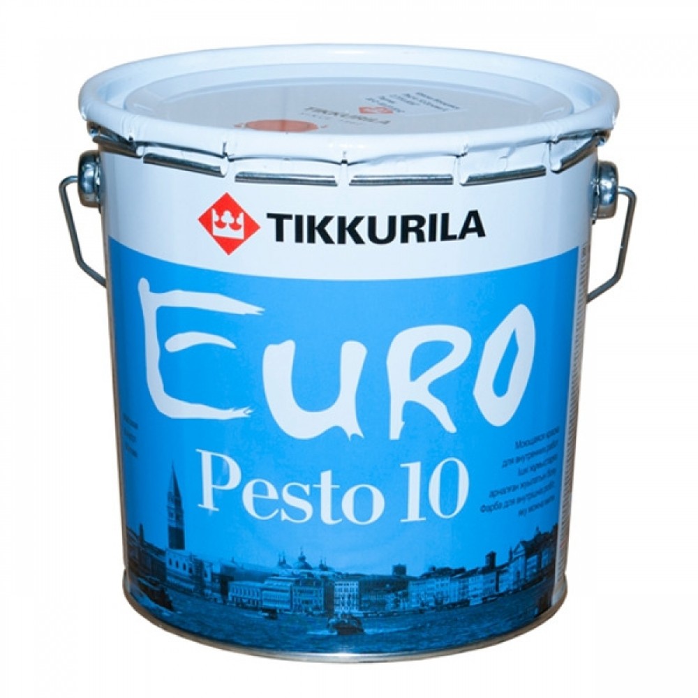 

Tikkurila Euro Pesto 10 9 л, Краска интерьерная латексная (белая), Белый