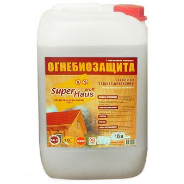 

Огнебиозащитная пропитка для древесины Super Haus 10 л, Бесцветный