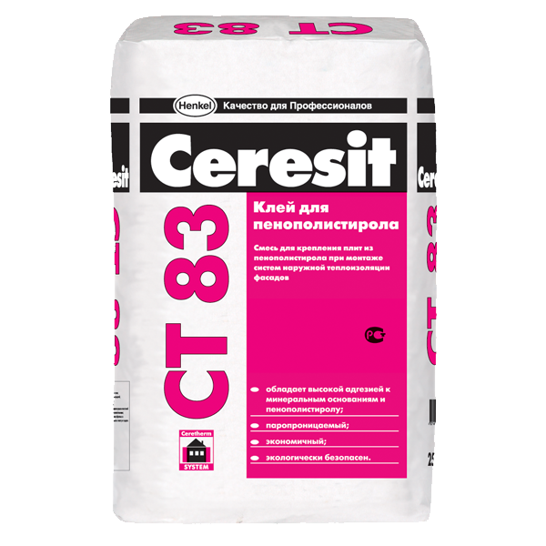 Ceresit CT 83, смесь клеевая для пенополистирола