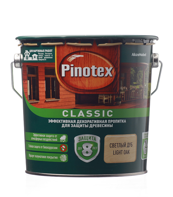 

Антисептик Pinotex Classic декоративный для дерева светлый дуб 2.7 л