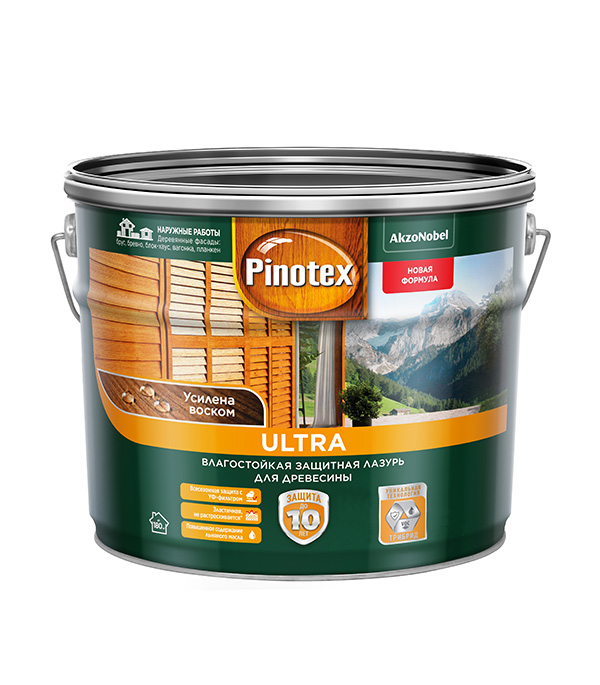 

Антисептик Pinotex Ultra декоративный для дерева тик 9 л