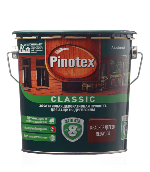 

Антисептик Pinotex Classic декоративный для дерева красное дерево 2.7 л