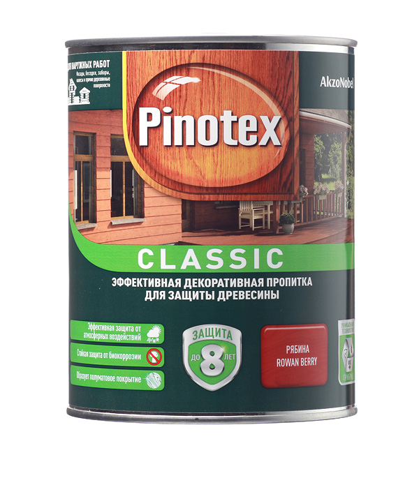 

Антисептик Pinotex Classic декоративный для дерева рябина 1 л