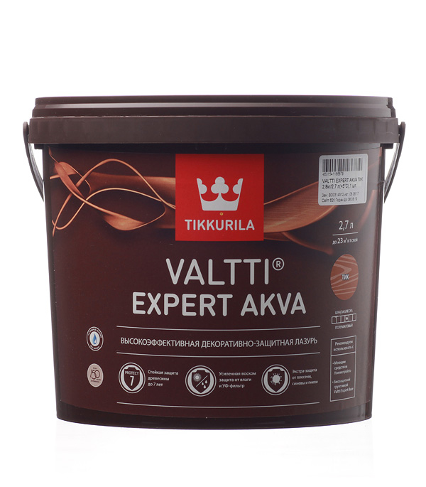 Купить Антисептик Tikkurila Valtti Expert Akva декоративный для дерева тик 2.7 л