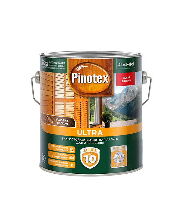

Антисептик Pinotex Ultra декоративный для дерева красное дерево 2.7 л