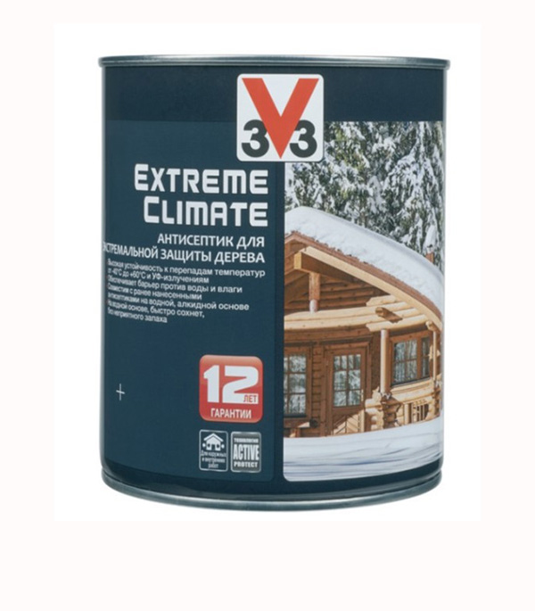 

Антисептик V33 Extreme Climate декоративный для дерева серебро 0.9 л