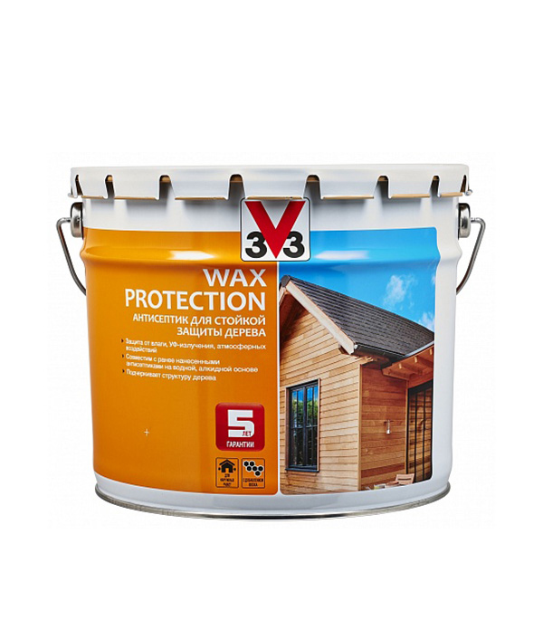 

Антисептик V33 Wax Protection декоративный для дерева красное дерево 9 л