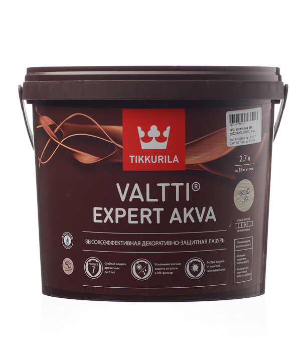 Купить Антисептик Tikkurila Valtti Expert Akva декоративный для дерева белый дуб 2.7 л