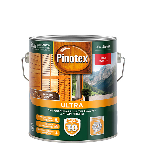 

Антисептик Pinotex Ultra декоративный для дерева калужница 2.7 л