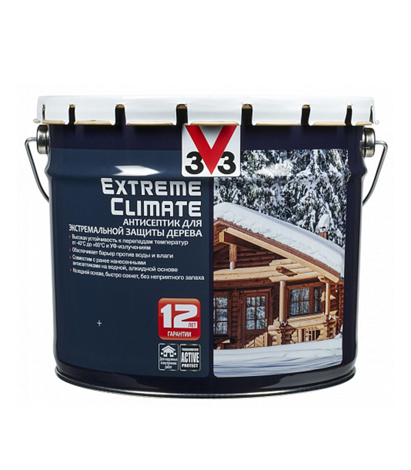 

Антисептик V33 Extreme Climate декоративный для дерева белое золото 9 л