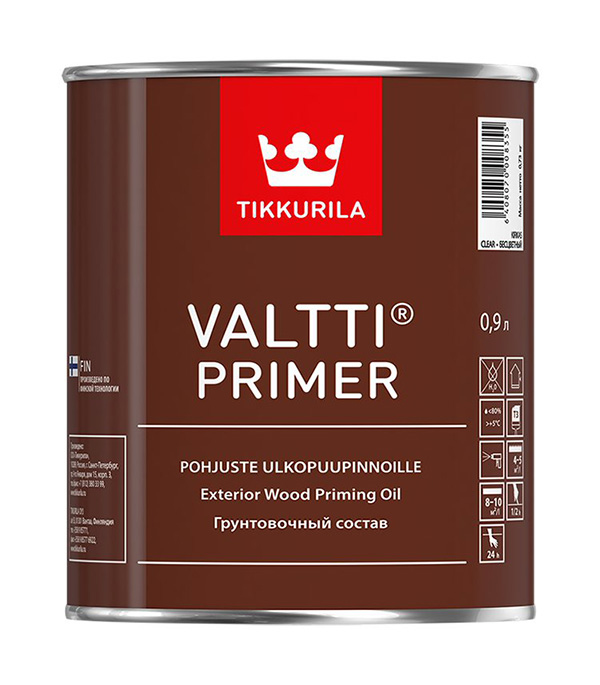 Купить Антисептик Tikkurila Valtti Primer грунтовочный для дерева бесцветный 0.9 л