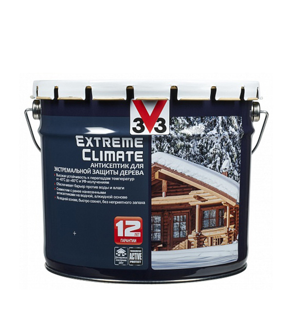 

Антисептик V33 Extreme Climate декоративный для дерева серебро 9 л