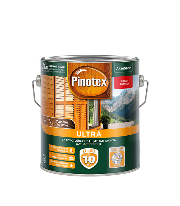 

Антисептик Pinotex Ultra декоративный для дерева орех 2.7 л